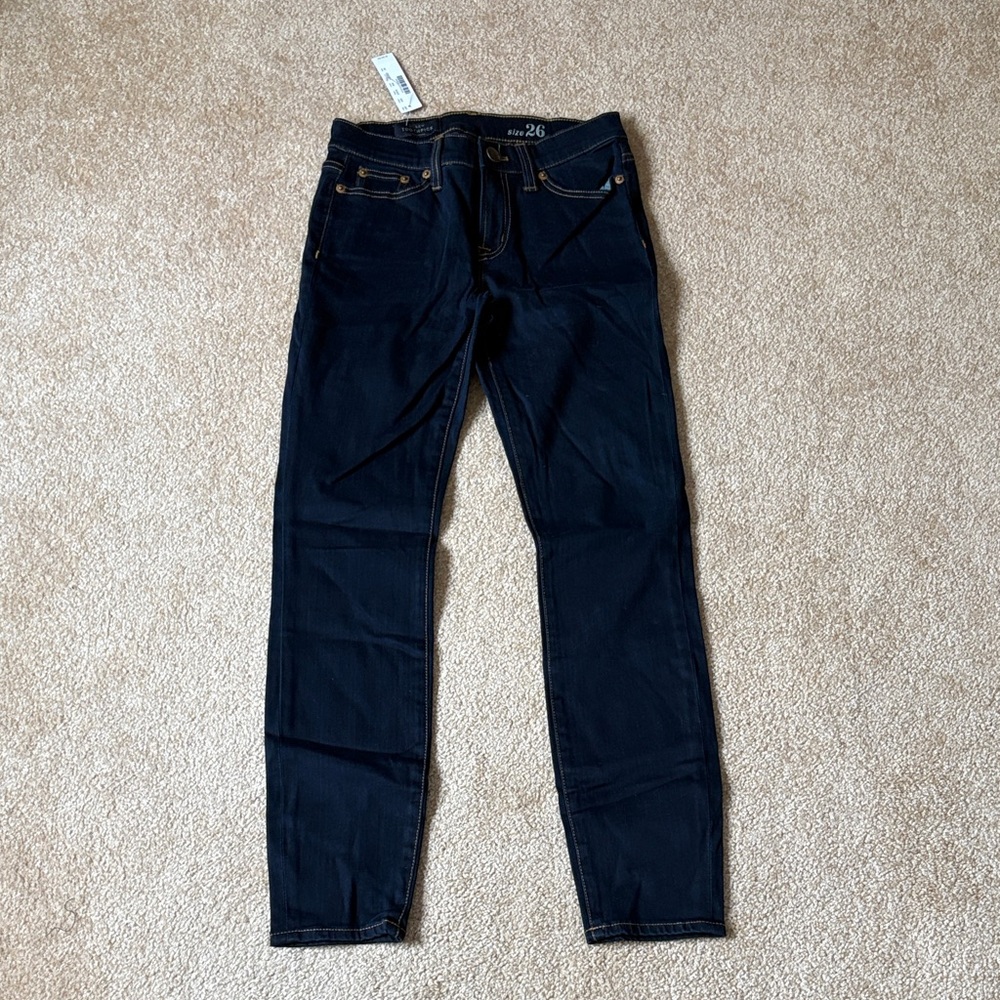 J. Crew Toothpick Jeans in Dark Blue size 26 NWT SUPER SKINNY